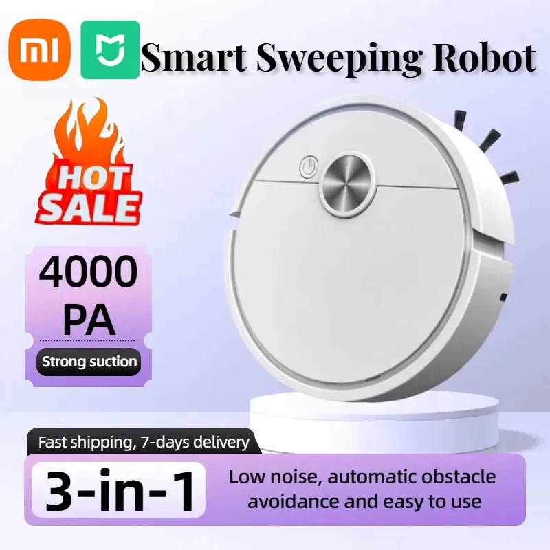 Xiaomi MIJIA 4000Pa 3 in 1 Smart Sweeping Robot Vacuum Cleaner Strong Suction Easy To Use For Hard Floors Pet Hair Carpets