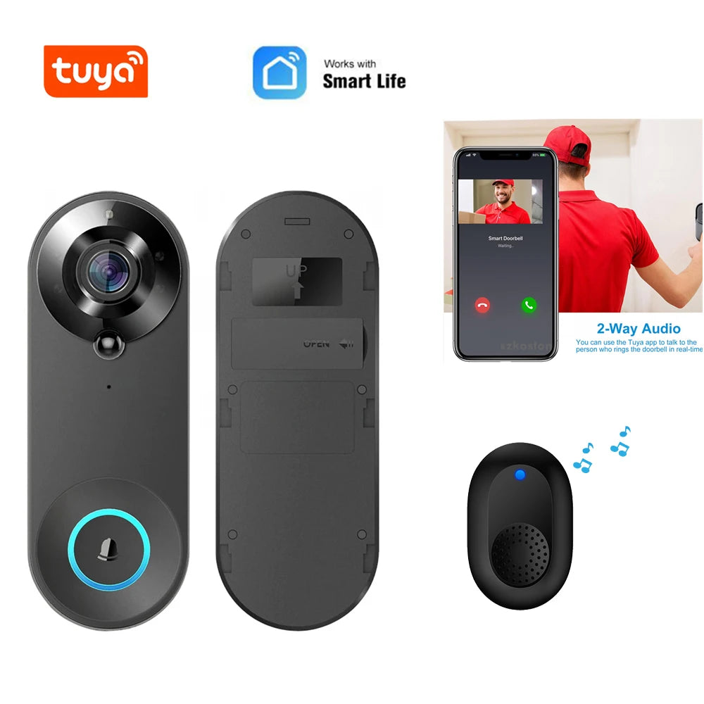 Timbre de video inalámbrico 1080P Wireless Video Doorbell WiFi Smart Camera Tuya Home Security Motion Detection Night Vision Intercom