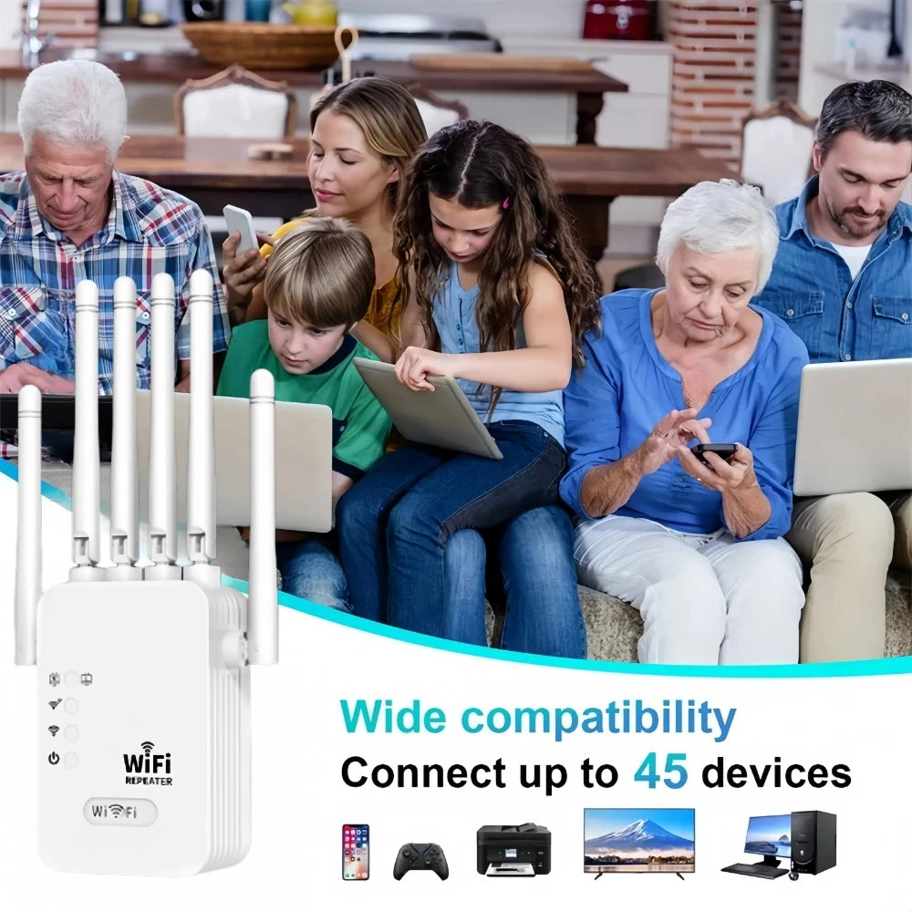 Extensor de rango Wi-Fi de banda dual Kebidumei – 2.4G &amp; 5G Wireless Signal Booster, Wi-Fi Amplifier for Home &amp; Office, 1300Mbps, Network Repeater