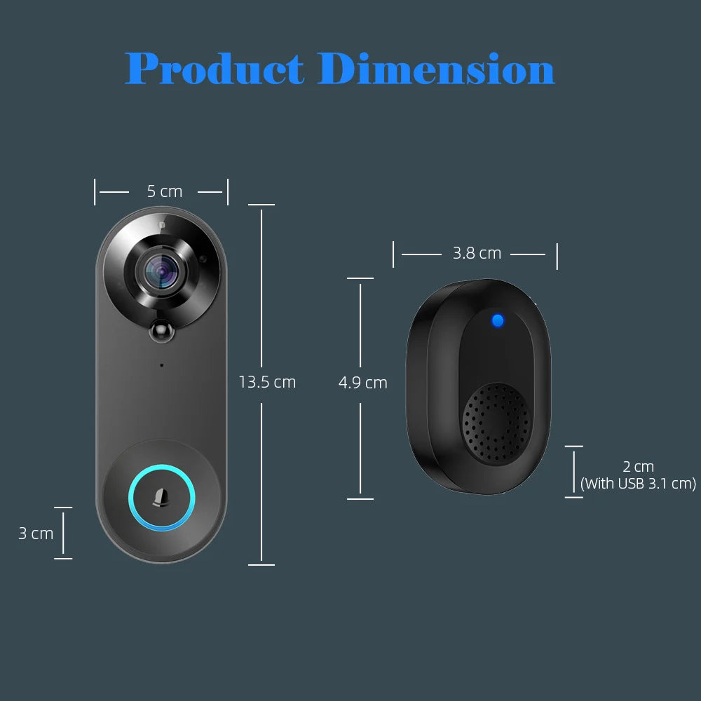 Timbre de video inalámbrico 1080P Wireless Video Doorbell WiFi Smart Camera Tuya Home Security Motion Detection Night Vision Intercom