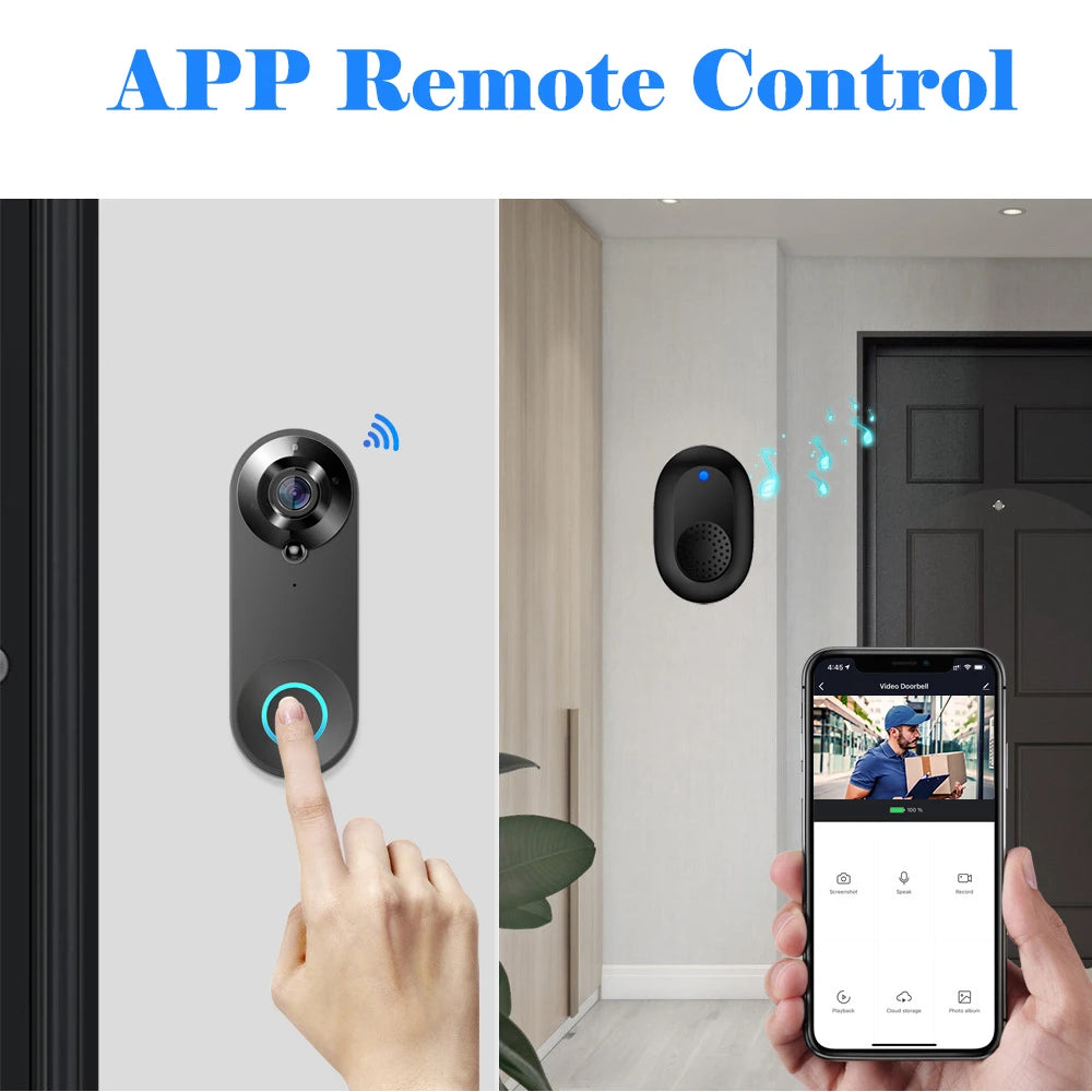 Timbre de video inalámbrico 1080P Wireless Video Doorbell WiFi Smart Camera Tuya Home Security Motion Detection Night Vision Intercom