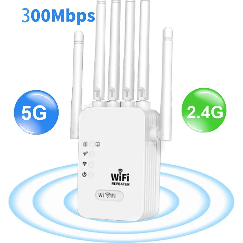 Extensor de rango Wi-Fi de banda dual Kebidumei – 2.4G &amp; 5G Wireless Signal Booster, Wi-Fi Amplifier for Home &amp; Office, 1300Mbps, Network Repeater