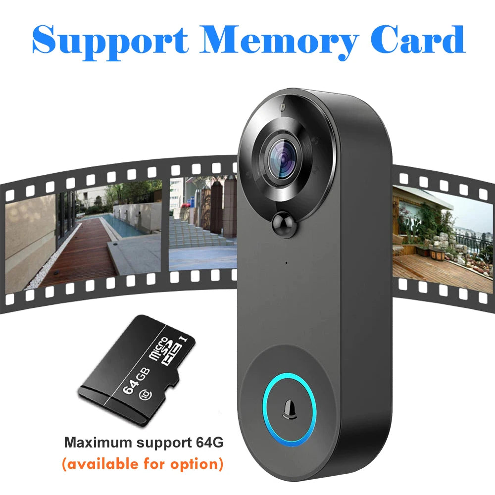 Timbre de video inalámbrico 1080P Wireless Video Doorbell WiFi Smart Camera Tuya Home Security Motion Detection Night Vision Intercom